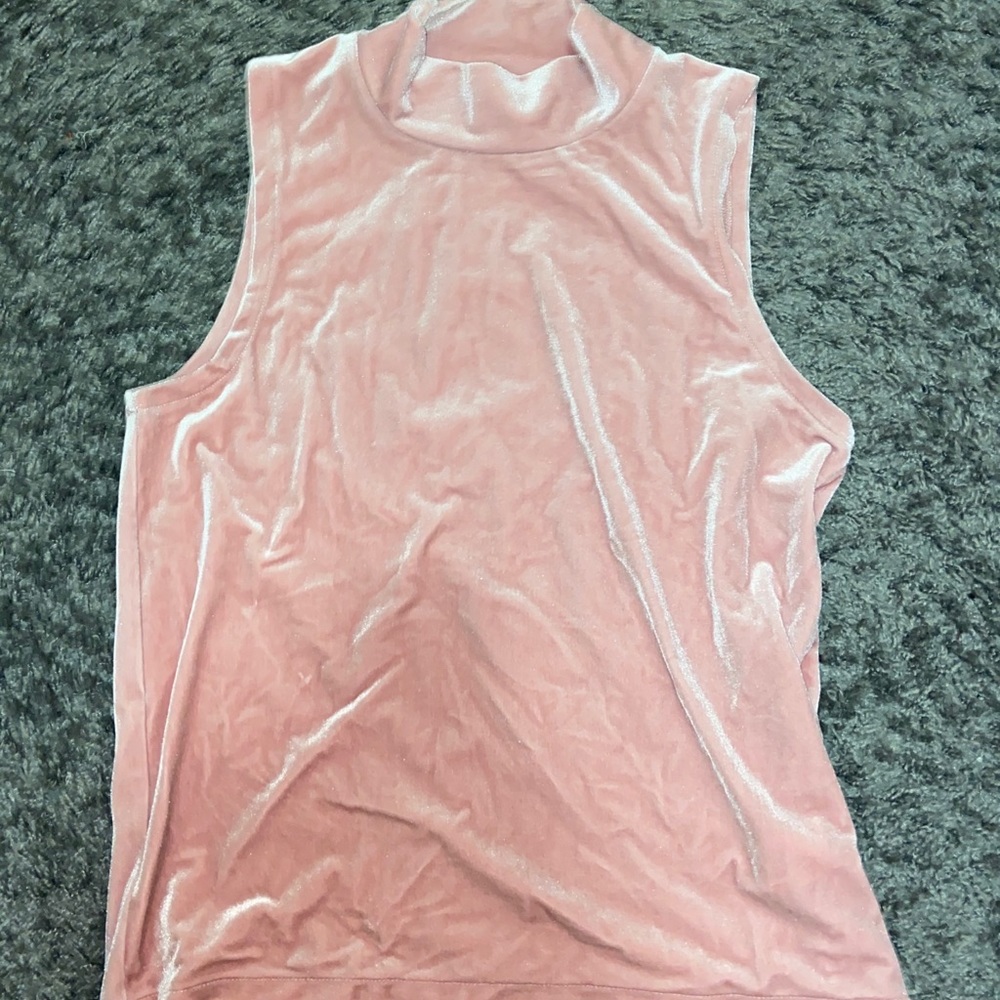 J. Crew Pink Velvet Sleeveless Mock Neck Tank